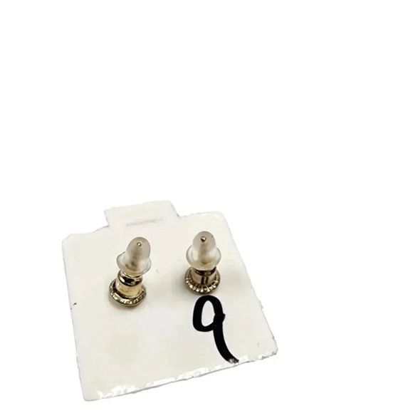 NWOT Sterling Silver Blue Cubic Zirconia Stud Earrings Post Back Closure - Picture 2 of 2